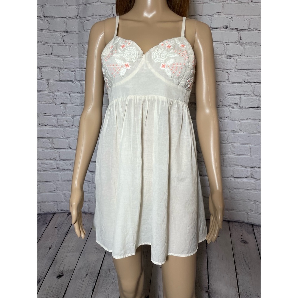 New Free People Ivory Cotton Embroidered Slip Dress Size M - Picture 9 of 11